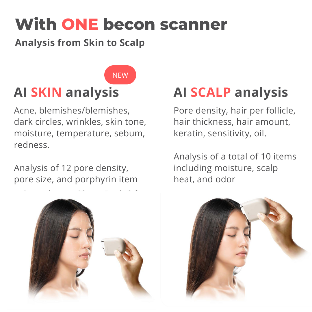 Becon AI analysis for Skin and Scalp Scanner + 1 Year Software